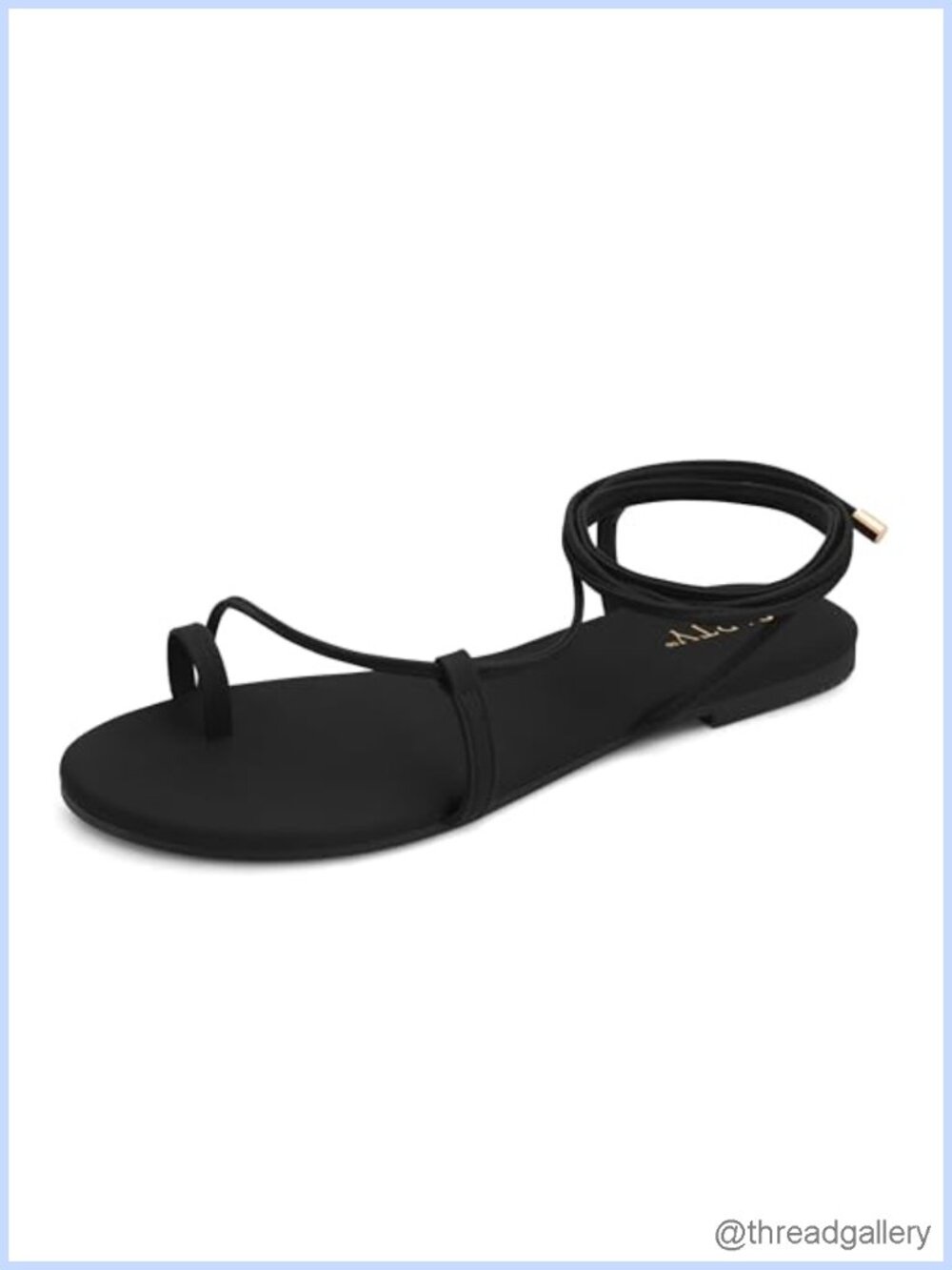 Women's Lace Up Strappy Flat Sandals Faux Leather Slip Resistant Summer Shoes